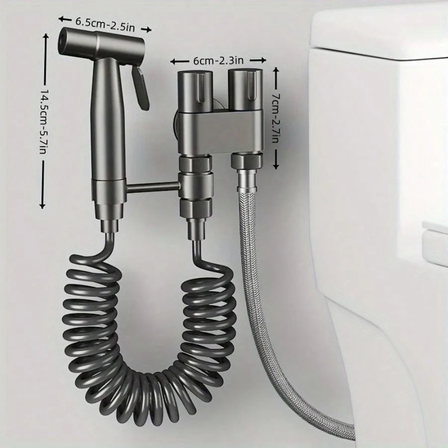 Double Control Toilet Bidet Sprayer Handheld Attachment with Pressure Control for Feminine Hygiene Baby Diaper and Pet Bath