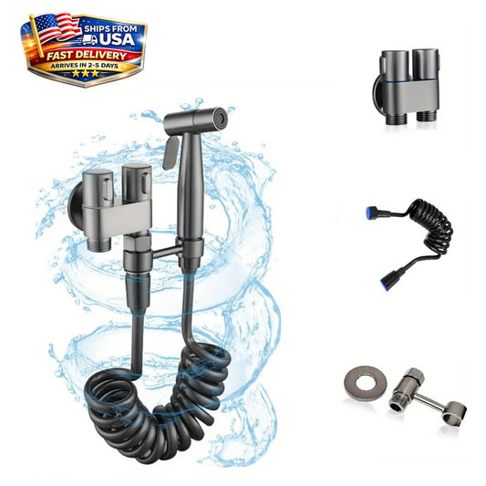 Double Control Toilet Bidet Sprayer Handheld Attachment with Pressure Control for Feminine Hygiene Baby Diaper and Pet Bath