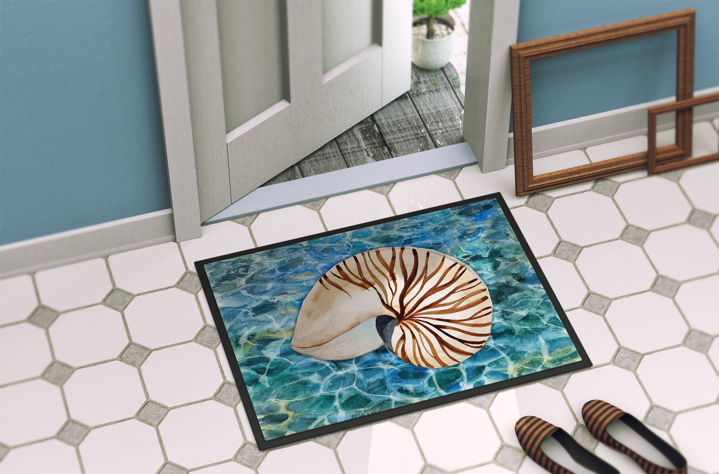 Sea Shell and Water Doormat - 24x36 Decorative Floor Mat – Indoor/Outdoor Rug with Artistic Flair BB5368JMAT