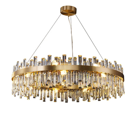 LED Postmodern Golden Chrome Silver Round Oval Crystal Chandelier Lighting