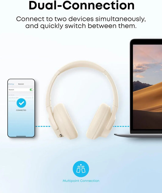 Soundcore by Anker Q20i Hybrid Active Noise Cancelling Headphones, Wireless Over-Ear Bluetooth, 40H Playtime (Refurbished)