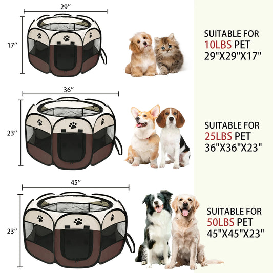 Foldable Pet Playpen for Dogs & Cats - Durable Oxford Cloth with Removable Zipper, Indoor/Outdoor