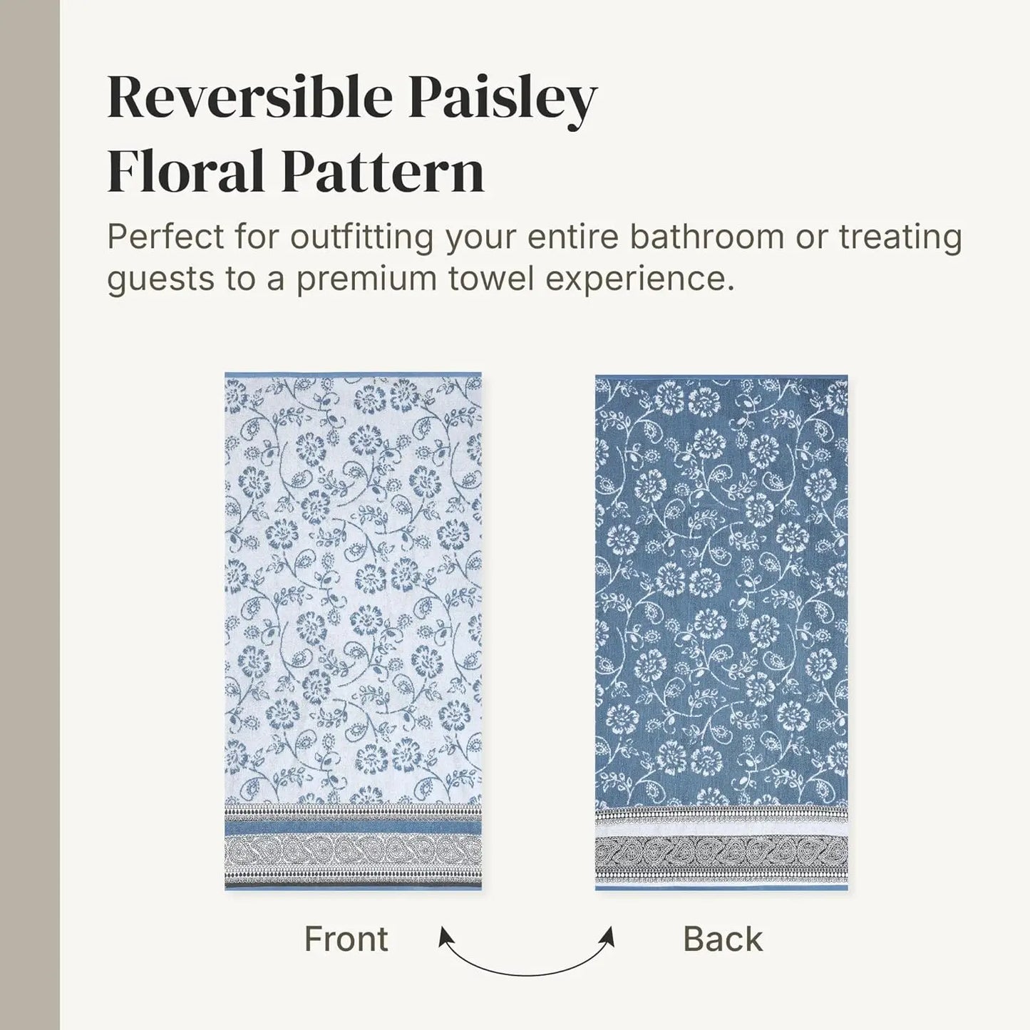 6-Piece Jacquard Towel Set: 2 Bath, 2 Hand, 2 Washcloths in Ophelia Blue