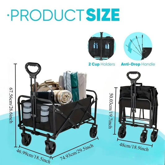 Capacity Heavy-Duty All-Terrain Folding Cart - Stainless Steel Frame and Foldable Multi-Purpose