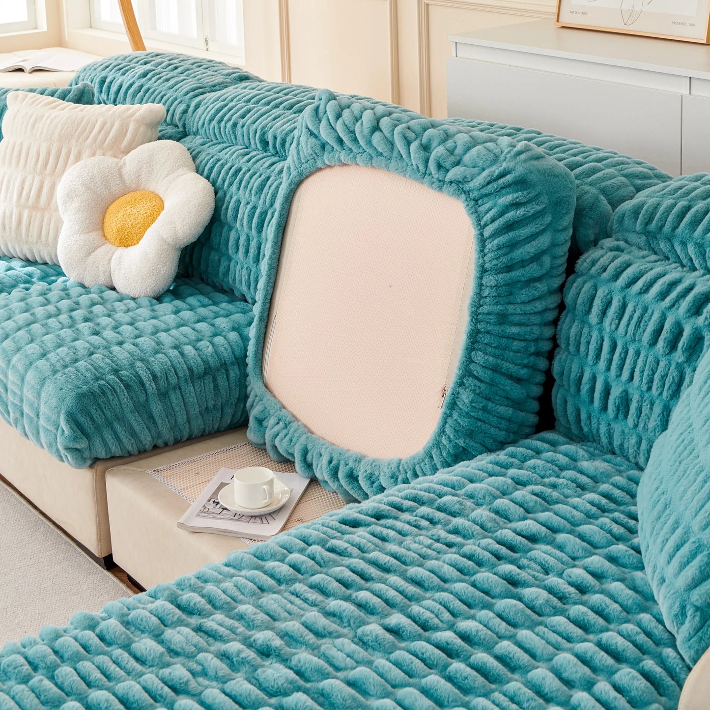 Couch Cushion Covers Individual Large Stretch Imitation fur Sofa Cushion Covers