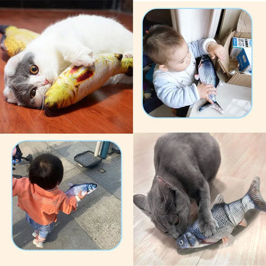Electric Cat Toy Fish Pet Cat Toys Simulation Fish Swing, Chewing Playing Supplies USB Charging
