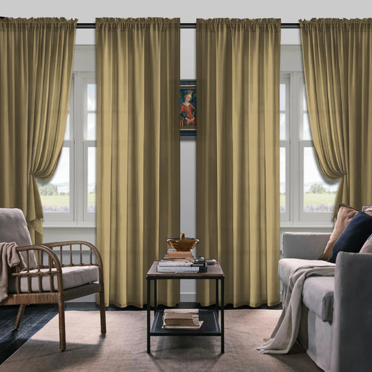 Set Of 4 Curtains, Simple Rod Pocket Blackout Curtains, Suitable For Living Room, Office, Home, Bedroom Decoration