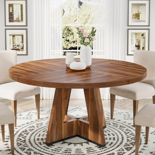 Tribesigns Round Dining Table for 4, 47 Inch Farmhouse Kitchen Table Small Dinner Table Kitchen Dinning Table