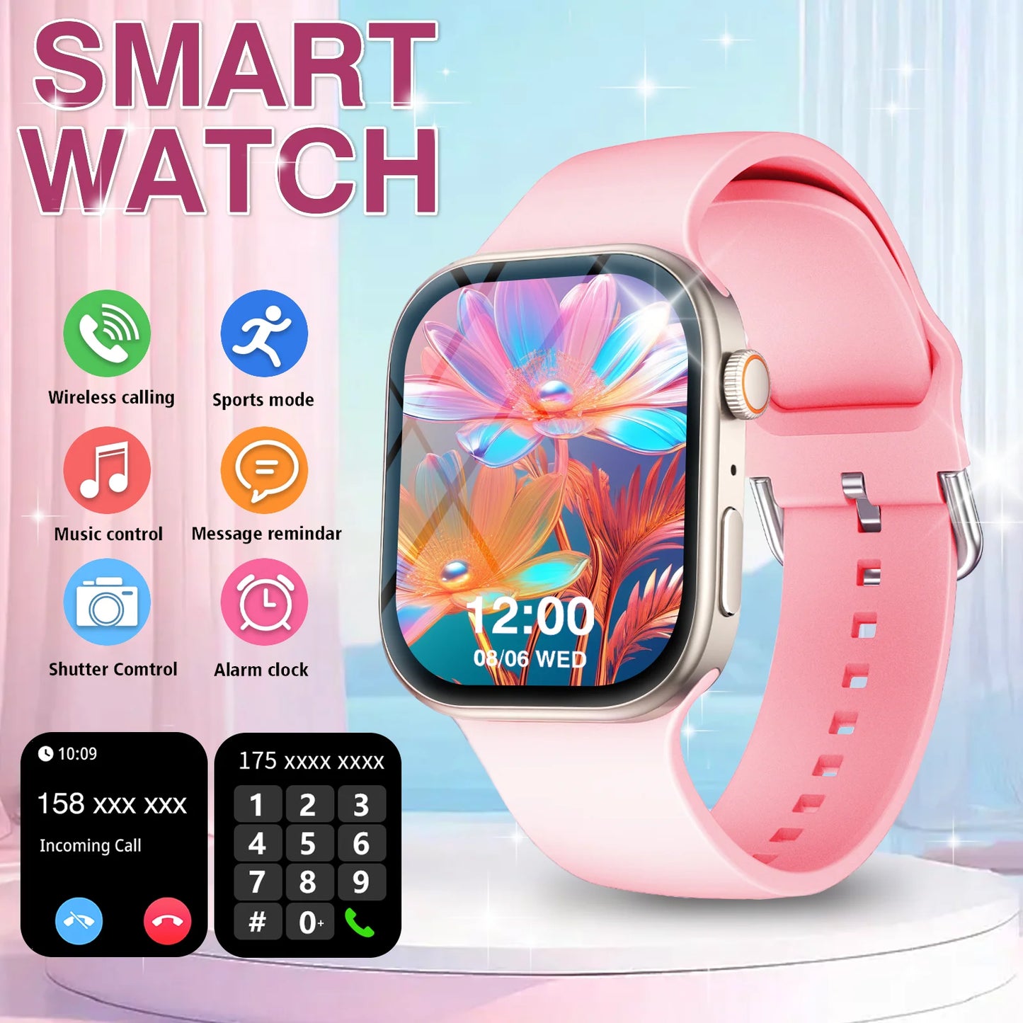 Smart Watch Bluetooth Call Message Display Fitness Monitoring Bracelet Suitable for Android iPhone