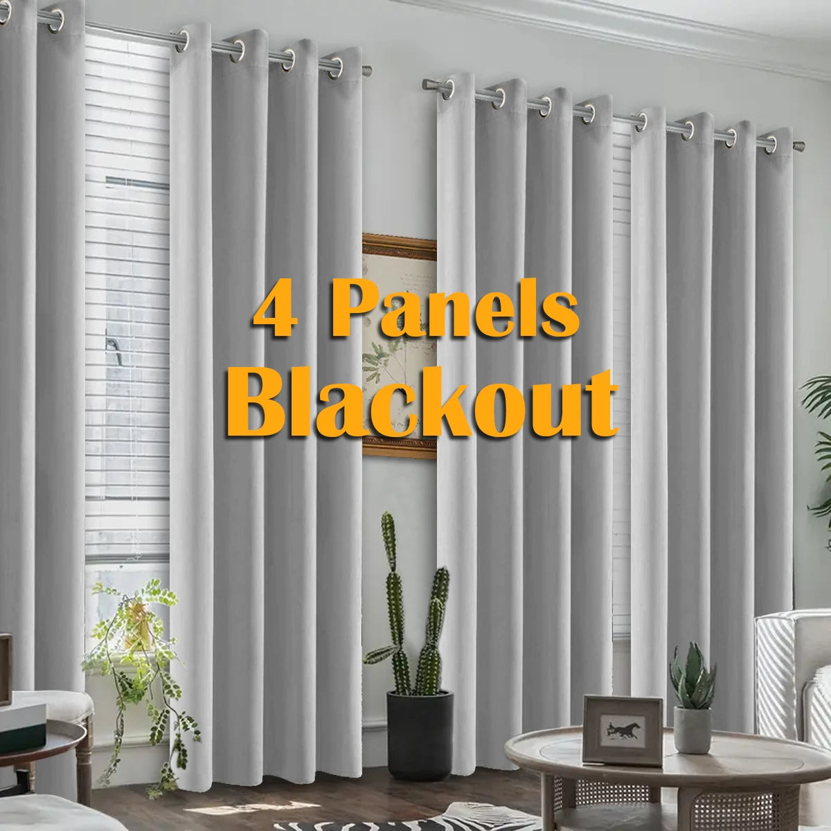 4PCS Blackout Curtains, Heat-Insulated Grommet Curtains For Bedroom Darkening, Noise Reduction Curtains For Living Room/Bedroom