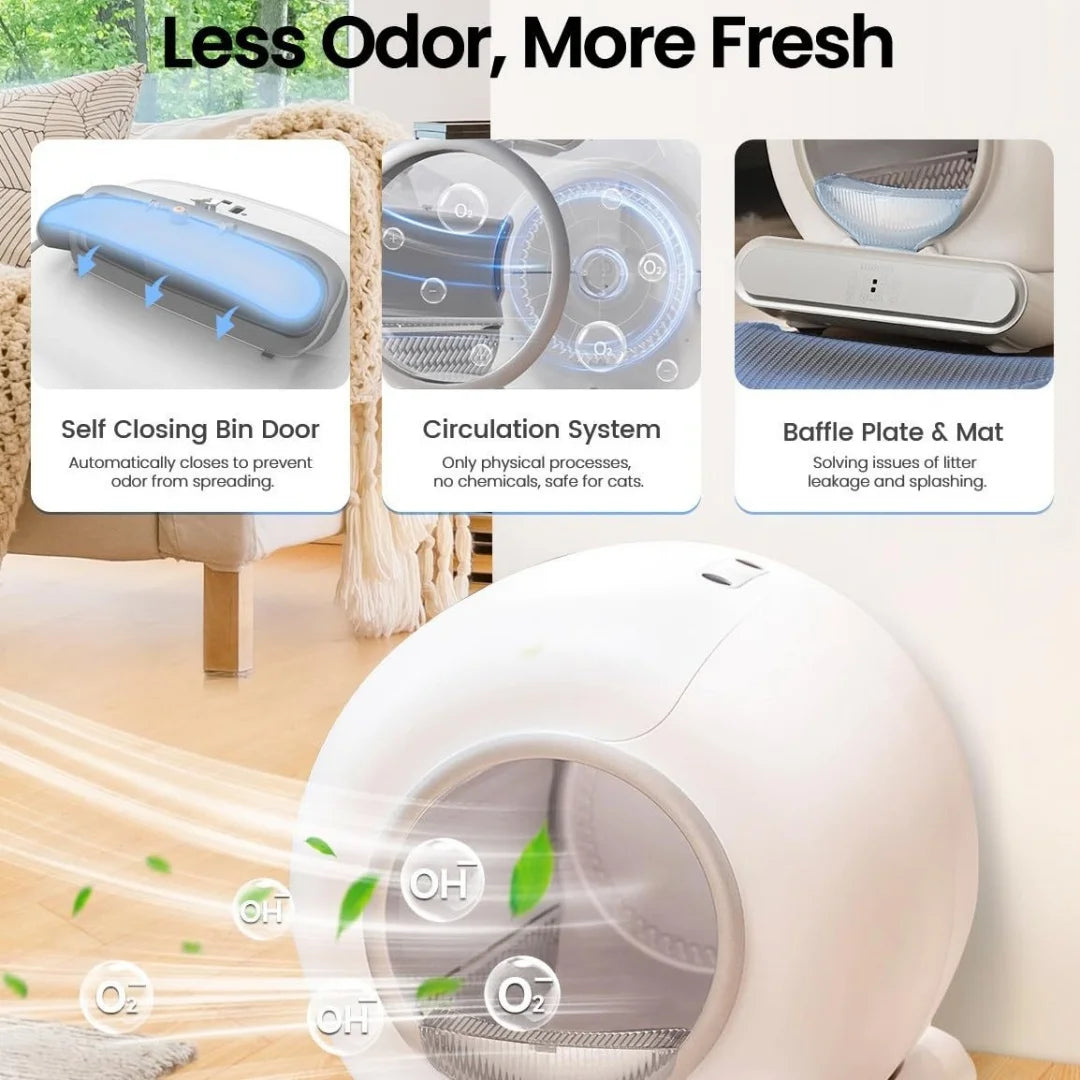 oversized automatic cleaning cat litter box, modern ABS smart cat litter box, with APP function Automatic electric low-noise
