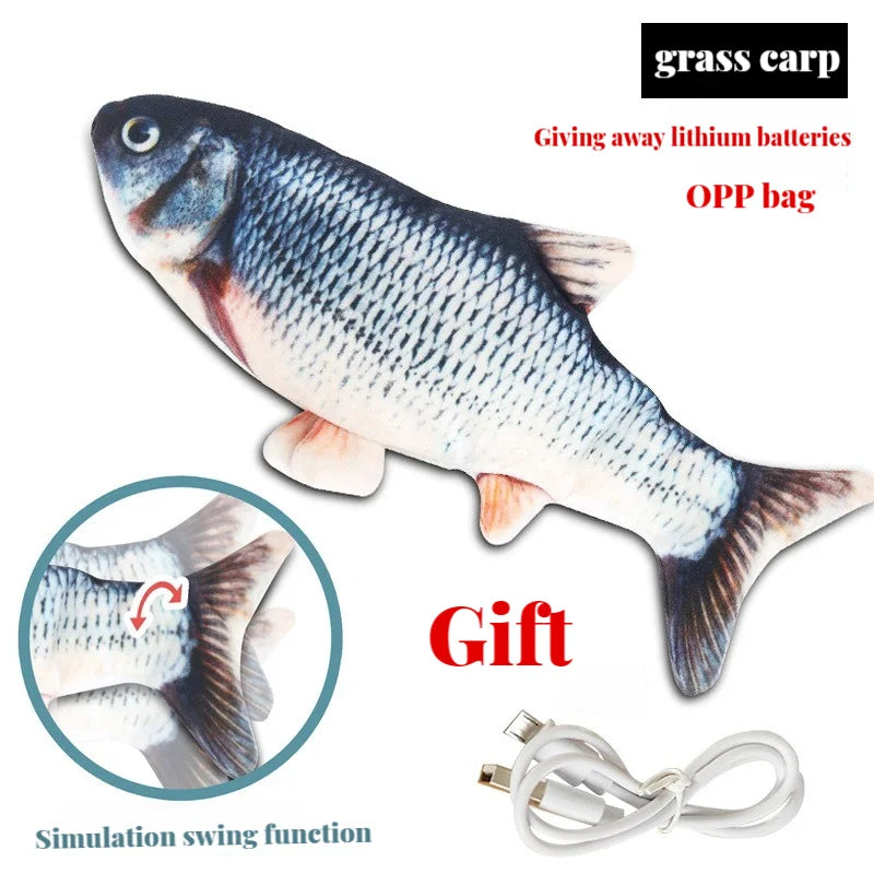 Electric Cat Toy Fish Pet Cat Toys Simulation Fish Swing, Chewing Playing Supplies USB Charging