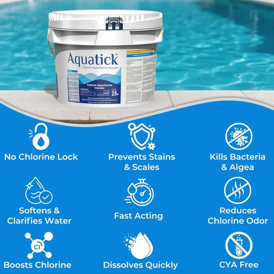 Pro-Grade Chlorine Pool Shock 25Lb - 68% Cal-Hypo Granular Sanitizer Prevents Bacteria Algae Restores Crystal Clear Pool Water