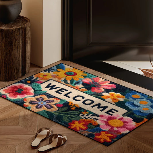 VIKAMA Beautiful Flower Doormat Non-slip Floor Mat Absorbent Bathroom Mat Rug For Bedroom Living Room Carpet Welcome Mat