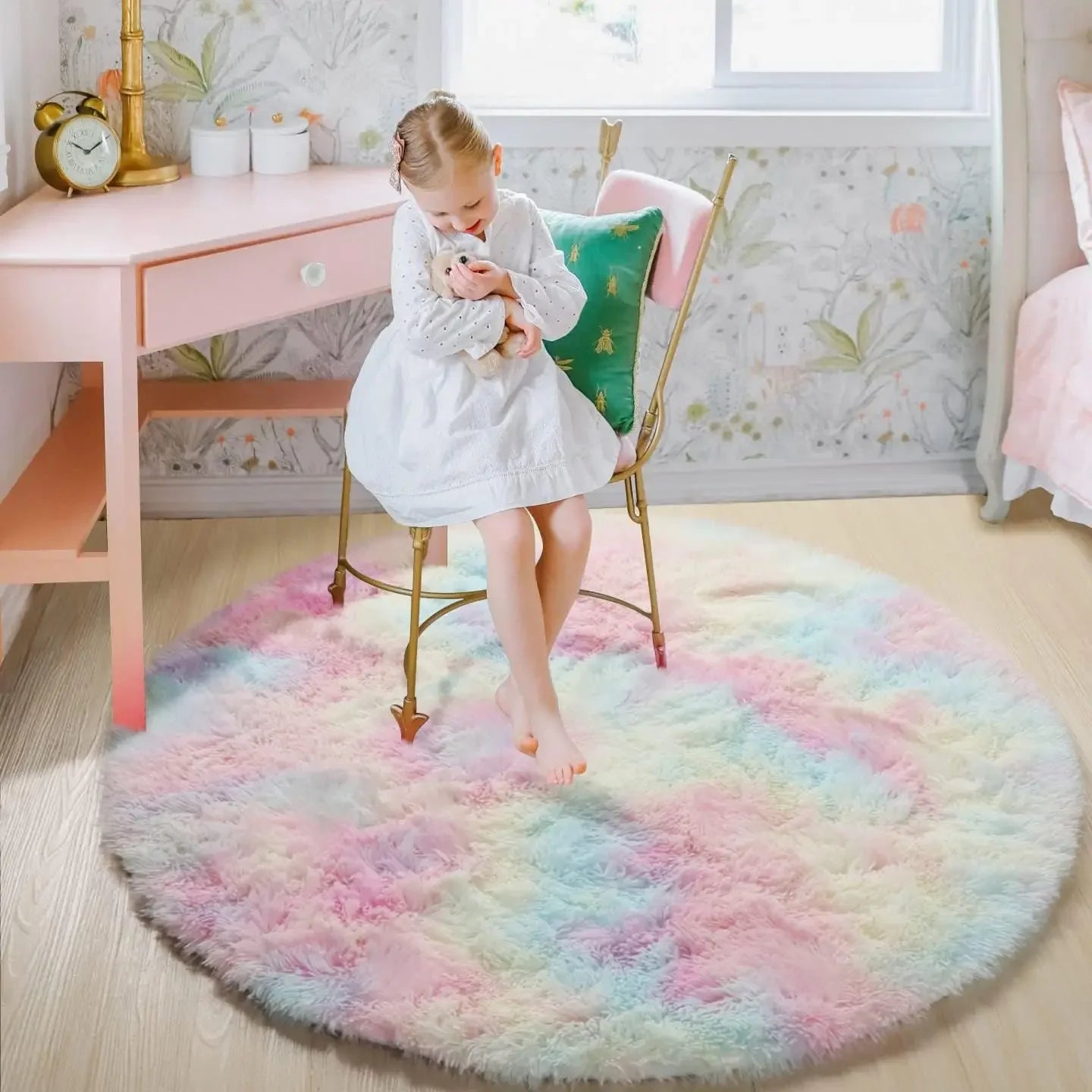 Super Soft Plush Round Rug Mat Fluffy White Carpets For Living Room Home Decor Bedroom Kid Room