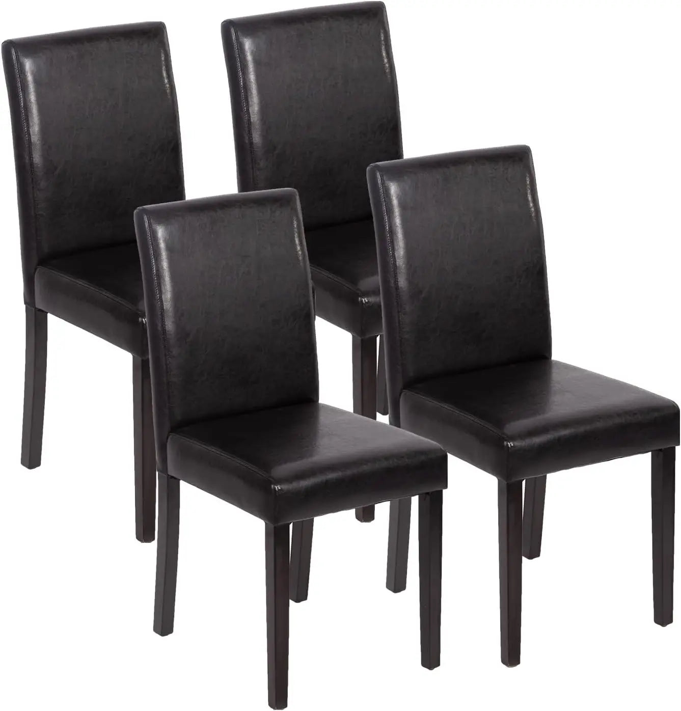 Dining Chairs Set of 4, Dining Room Chairs, Side PU Cushion Chairs with Waterproof Surface and Wood Legs