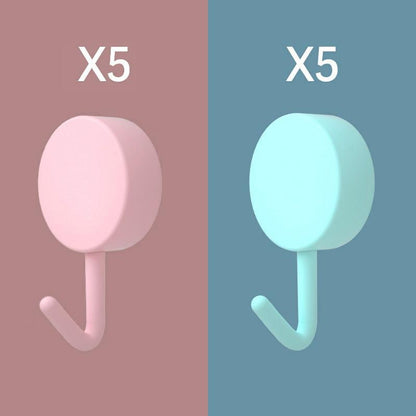 10PCS Self Adhesive Wall Hook Strong Without Drilling Coat Bag Bathroom Door Kitchen Towel Hanger Hooks Home Storage Accessories Decorative Hooks Entrance Organizers with Self-Adhesive Hooks for Hanging Keys Towels