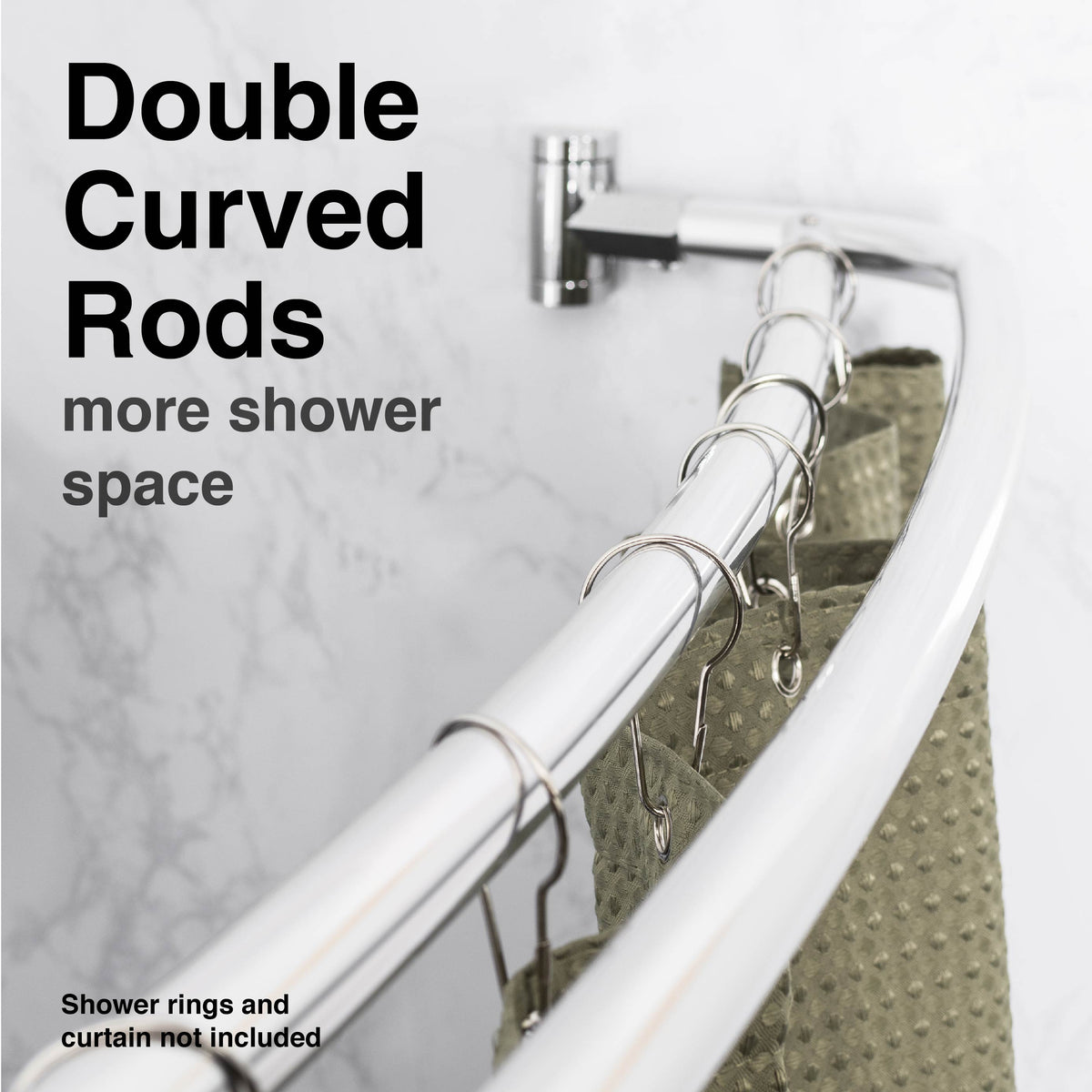 44 in. to 70 in. Double Curved Shower Rod (Chrome Finish)