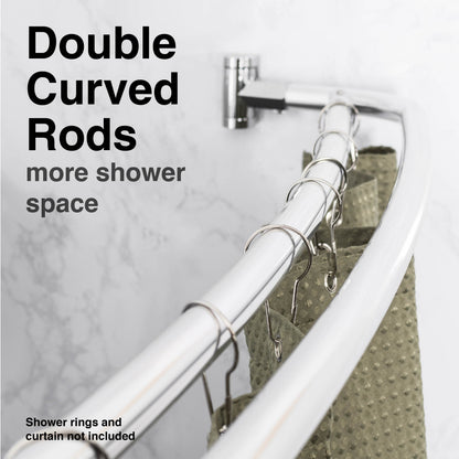 44 in. to 70 in. Double Curved Shower Rod (Chrome Finish)
