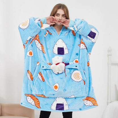 USB carbon fiber heated lazy blanket can be worn in winter, thick heating, washable lazy hoodie electric blanket