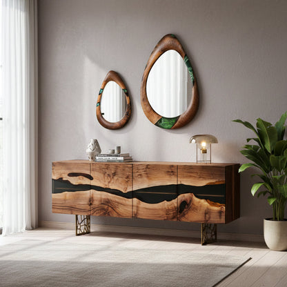 Wood and Resin Dining Room Buffet & Sideboard Table | Voronoi Collection