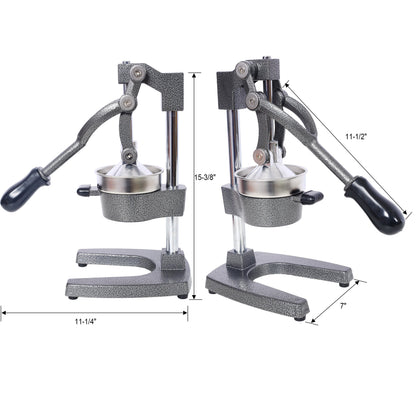 Cast Iron Citrus Juicer, Extra-Large Commercial Grade Manual Hand Press , Heavy Duty Countertop Squeezer for Fresh Orange Juice ,grey color