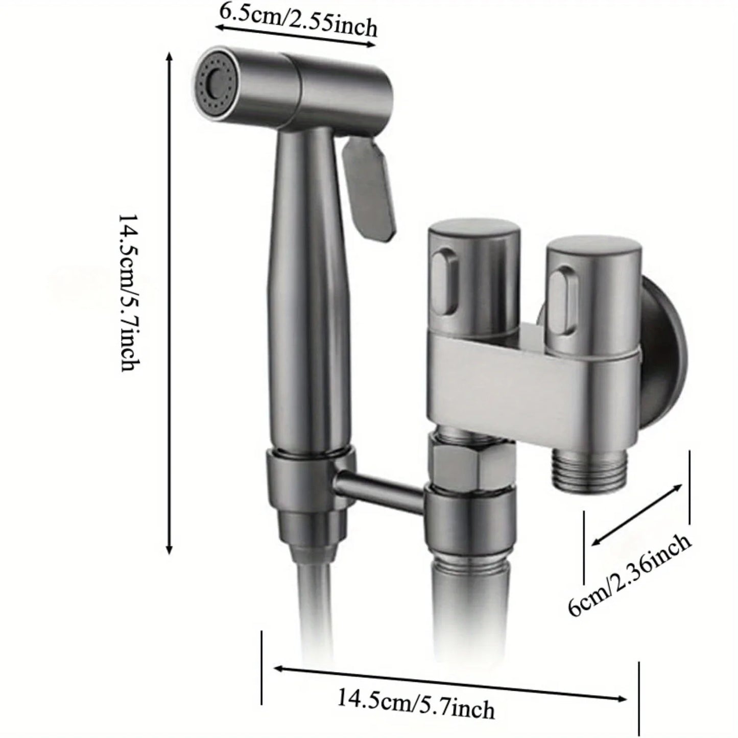 Double Control Toilet Bidet Sprayer Handheld Attachment with Pressure Control for Feminine Hygiene Baby Diaper and Pet Bath
