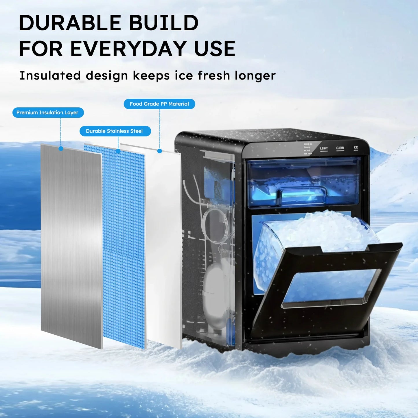 Nugget Ice Maker Countertop 44bs/24H  with Ice Scoop & Basket for Home/Kitchen/Party