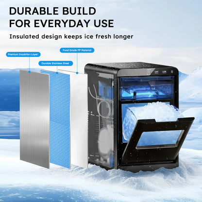 Nugget Ice Maker Countertop 44bs/24H  with Ice Scoop & Basket for Home/Kitchen/Party