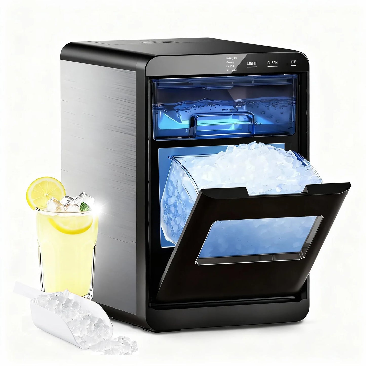 Nugget Ice Maker Countertop 44bs/24H  with Ice Scoop & Basket for Home/Kitchen/Party