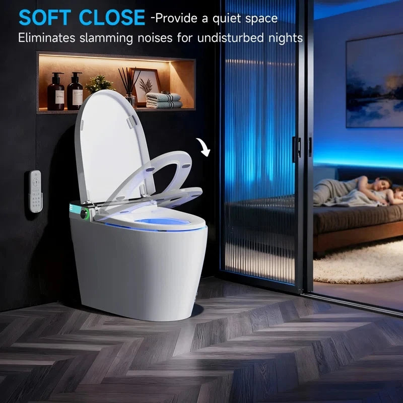 Smart Toilet with Tankless Bidet Wash, Auto Open Lid, Auto Dual Flush, Heat Seat, Warm Wash/Dryer