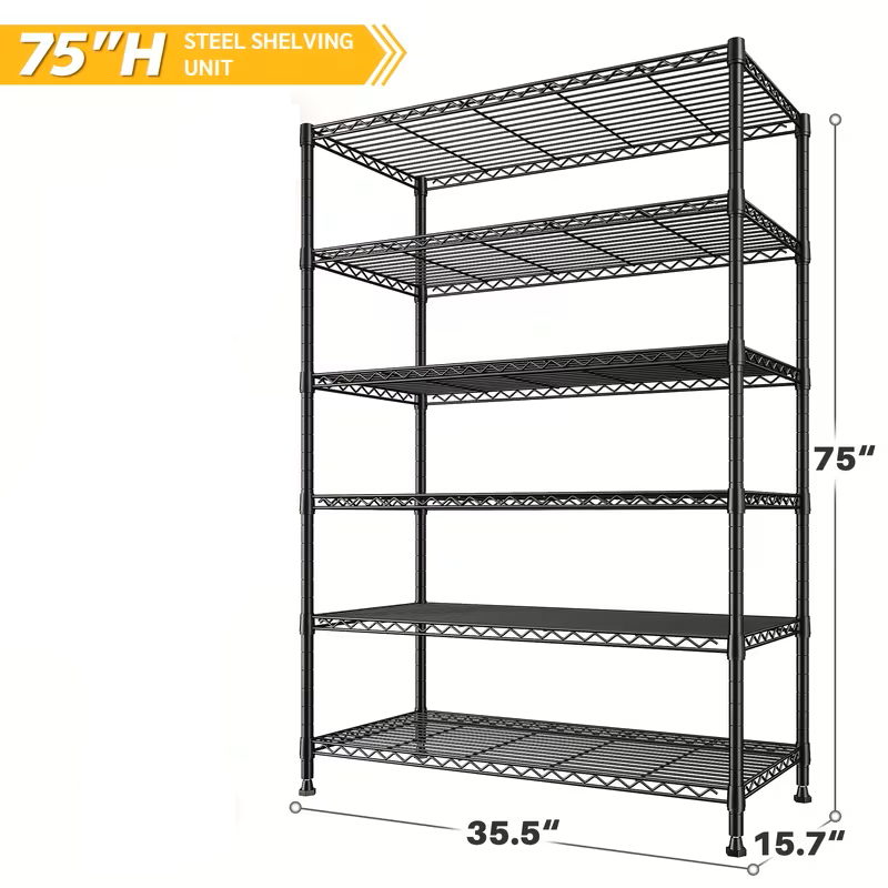 3/4/5/6/7/8 Tier Storage Shelves-Adjustable Wire Shelving Rack-Multi Sizes