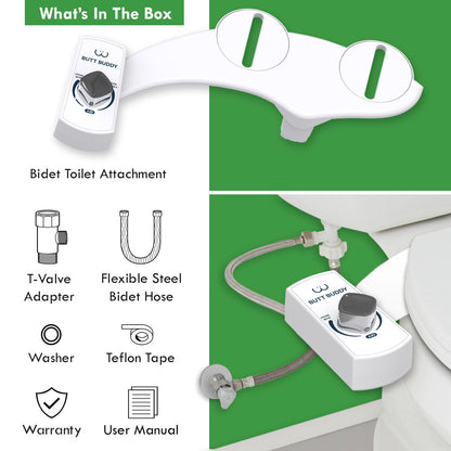 BUTT BUDDY Duo - Rear & Front Water Sprayer Bidet Toilet Attachment
