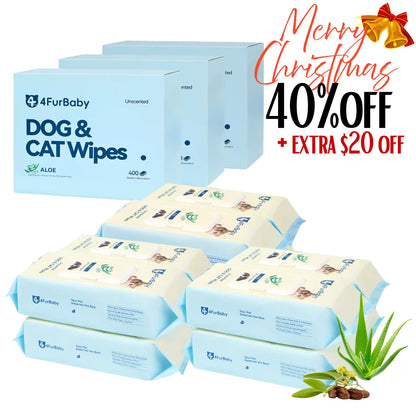 4FurBaby Dog & Cat Grooming Wipes, Plant-Based, Hypoallergenic, 400 Count
