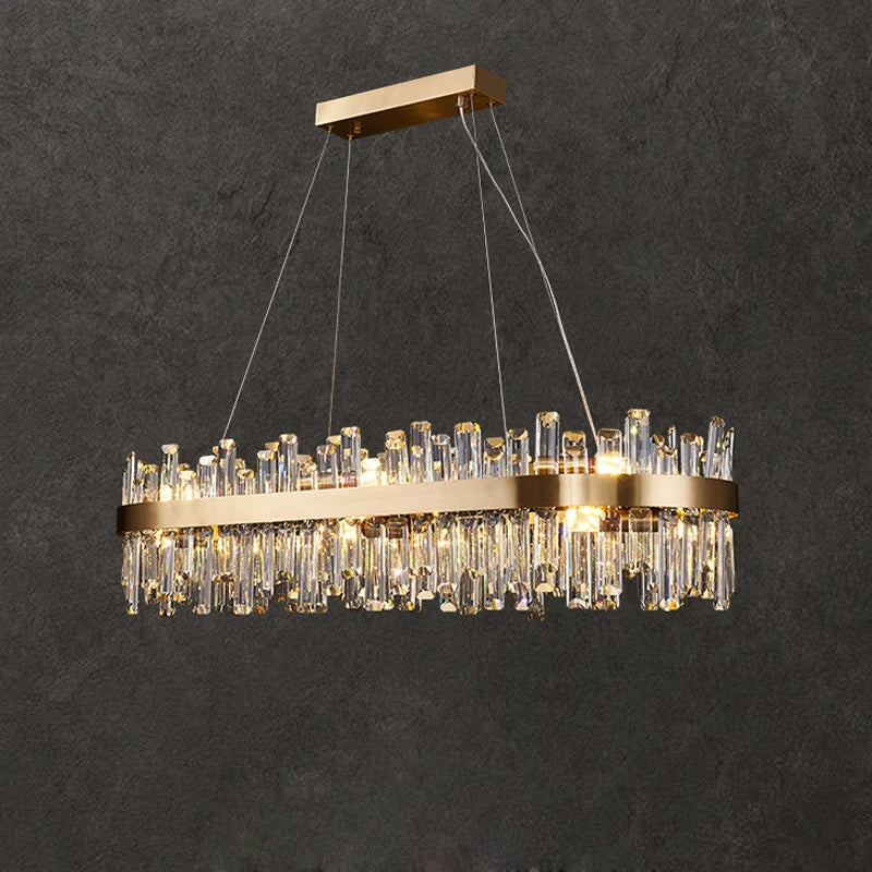 LED Postmodern Golden Chrome Silver Round Oval Crystal Chandelier Lighting