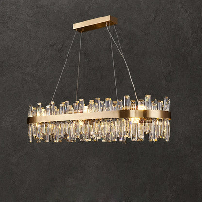 LED Postmodern Golden Chrome Silver Round Oval Crystal Chandelier Lighting