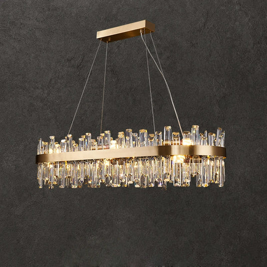 LED Postmodern Golden Chrome Silver Round Oval Crystal Chandelier Lighting
