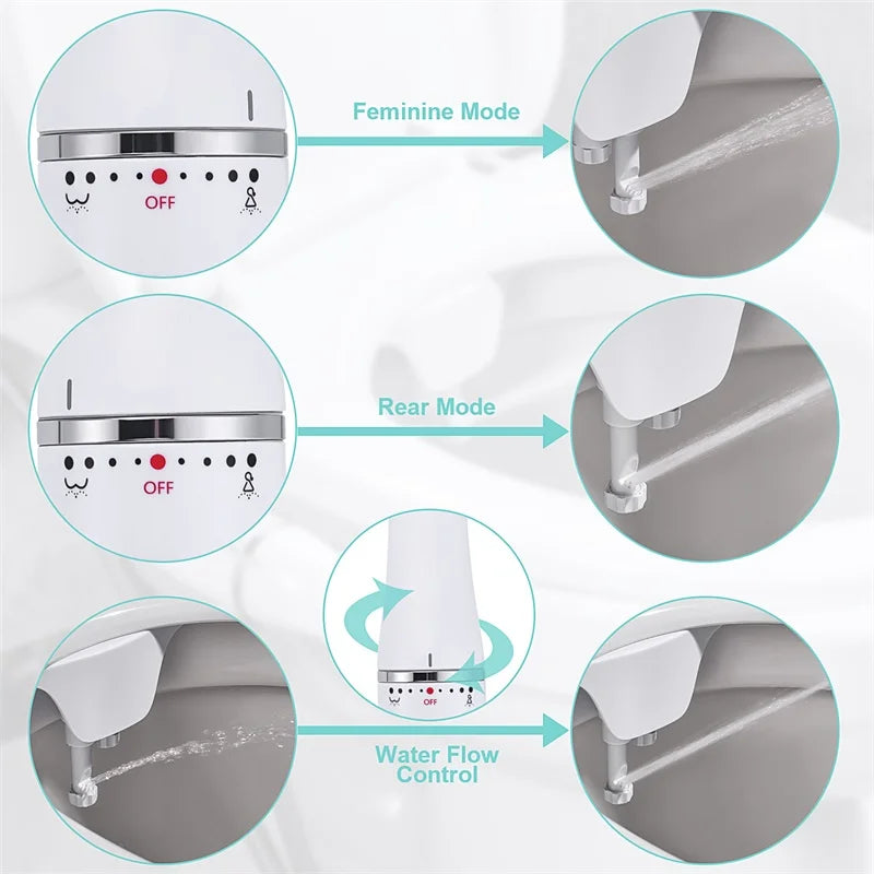 SAMODRA Toilet Bidet Ultra-Slim Bidet Toilet Seat Attachment With Brass Inlet Adjustable Water Pressure