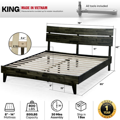 Aurora Solid Wood Bed Frame