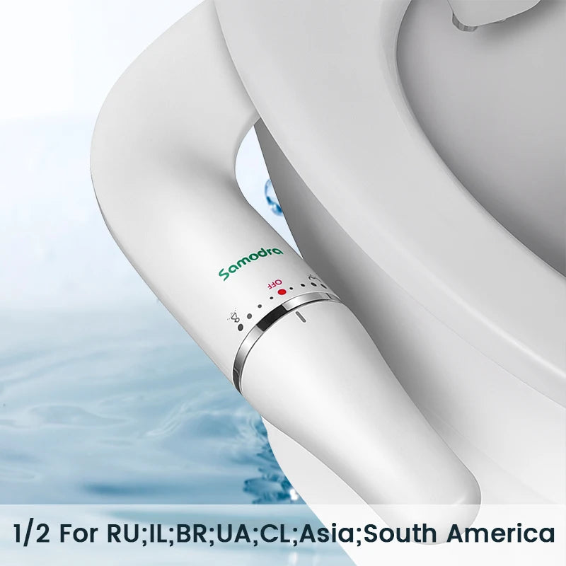 SAMODRA Toilet Bidet Ultra-Slim Bidet Toilet Seat Attachment With Brass Inlet Adjustable Water Pressure