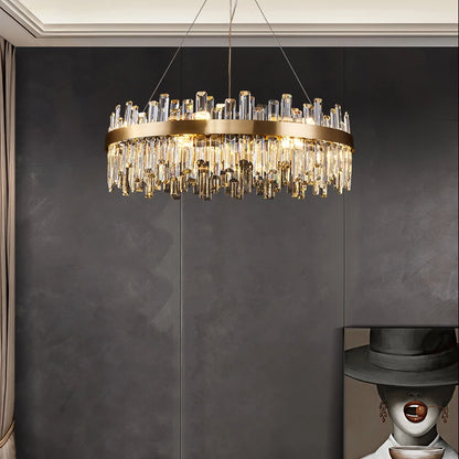 LED Postmodern Golden Chrome Silver Round Oval Crystal Chandelier Lighting