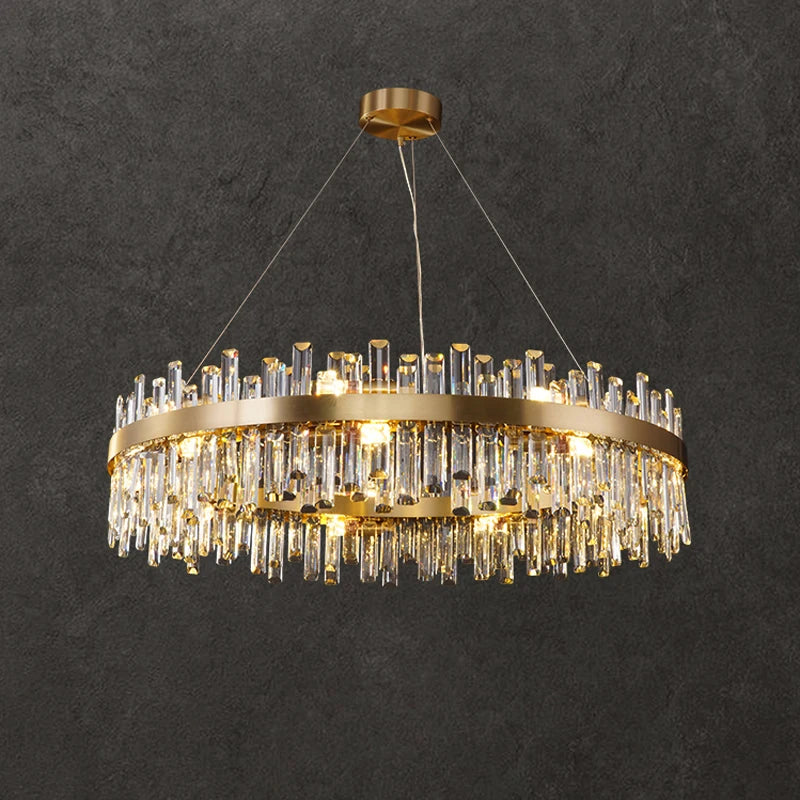 LED Postmodern Golden Chrome Silver Round Oval Crystal Chandelier Lighting