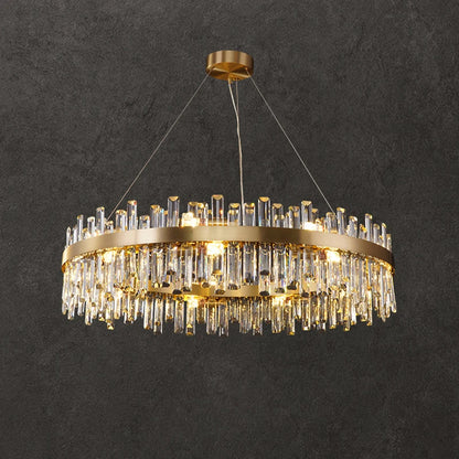 LED Postmodern Golden Chrome Silver Round Oval Crystal Chandelier Lighting