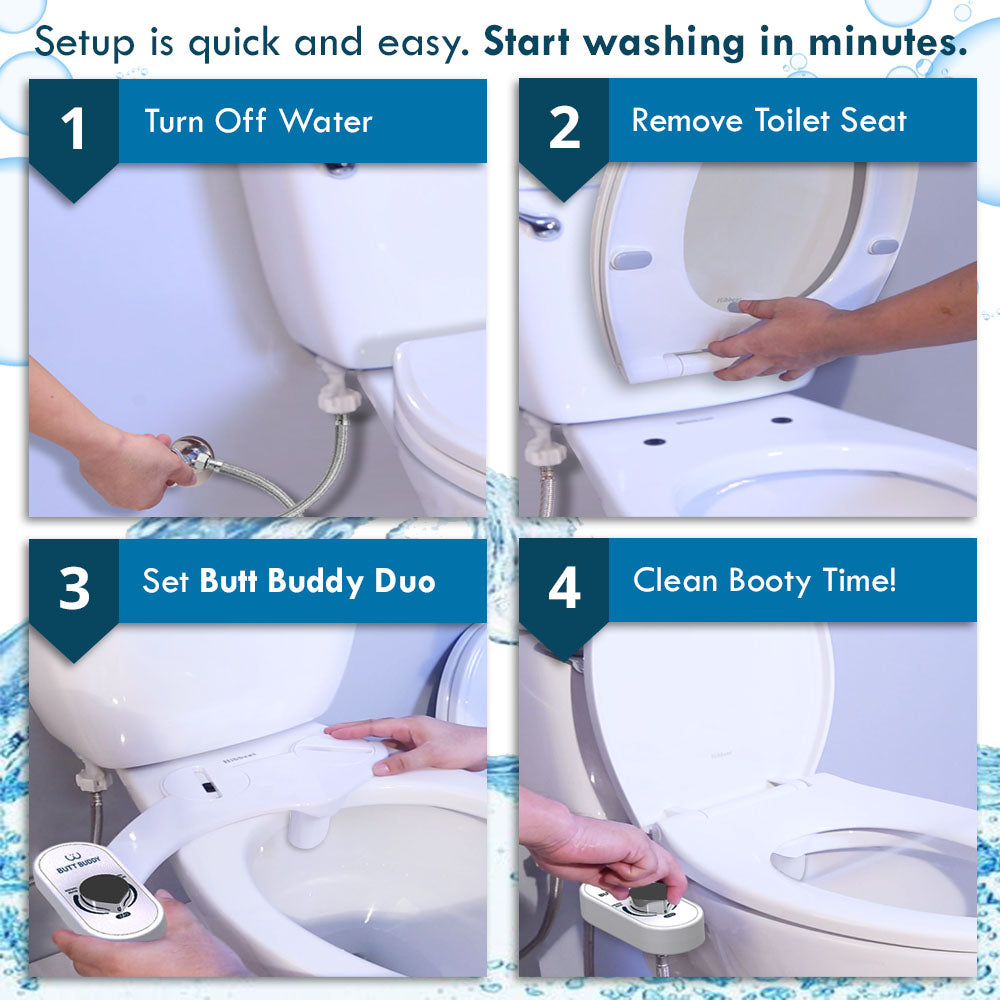 BUTT BUDDY Duo - Rear & Front Water Sprayer Bidet Toilet Attachment