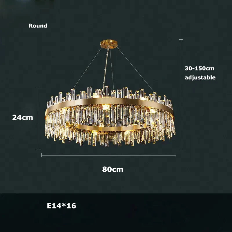 LED Postmodern Golden Chrome Silver Round Oval Crystal Chandelier Lighting