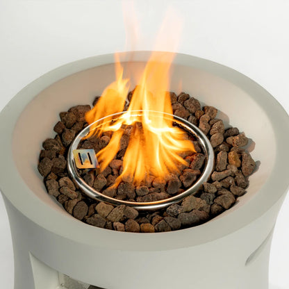 Outdoor Propane Fire Pit Table, Compact Streamlined 20-inch, Round Graphite Base with waterproof cover, Free Lava Rocks