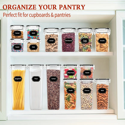 24Piece Airtight Food Storage Containers Set BPA-Free Plastic Canisters with 40 Labels