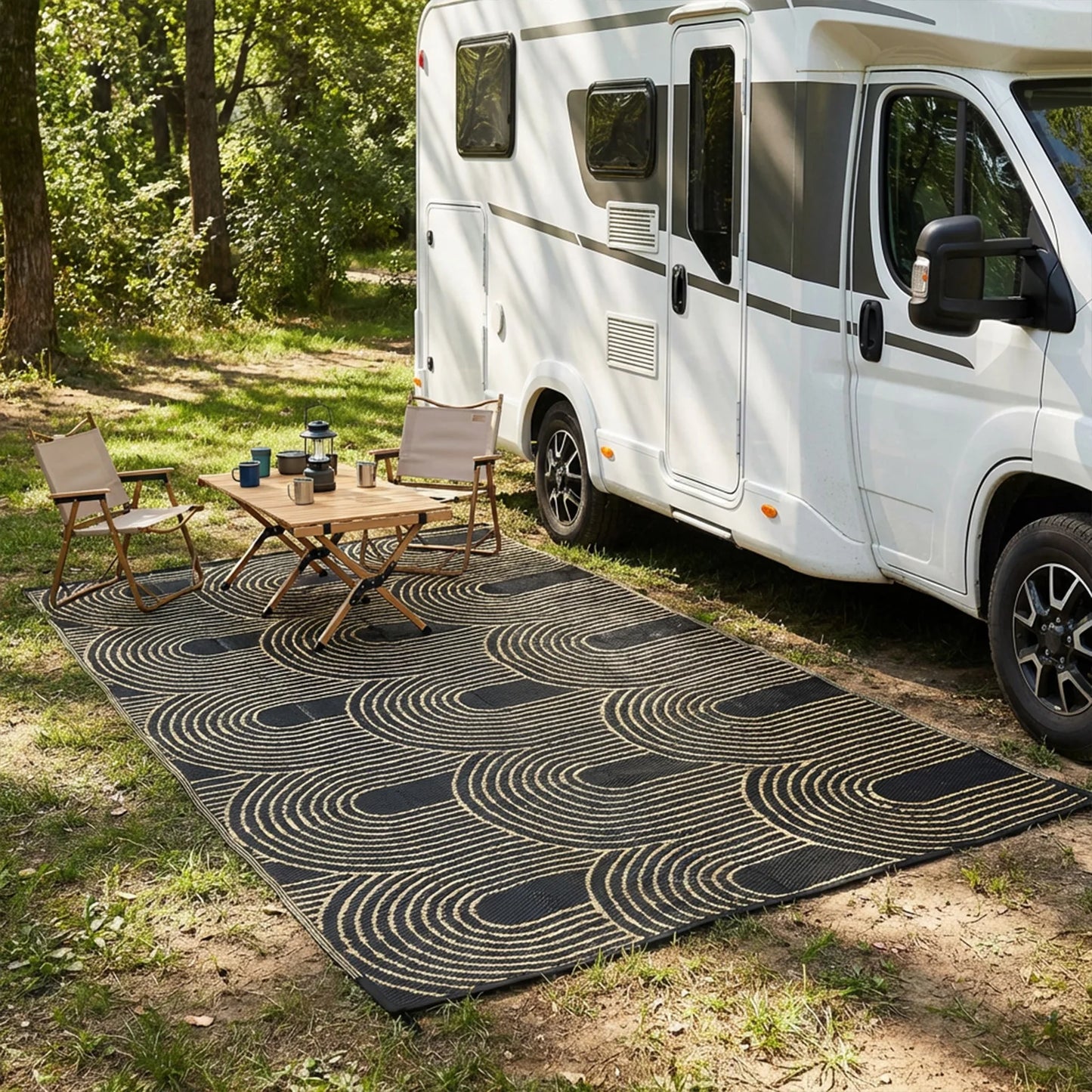 Outdoor Area Rug 8X10 Navy/Ivory, Nevis for Backyard, Patio, Porch, Easy-Cleaning, High Traffic, Pet-Friendly