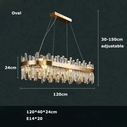 LED Postmodern Golden Chrome Silver Round Oval Crystal Chandelier Lighting