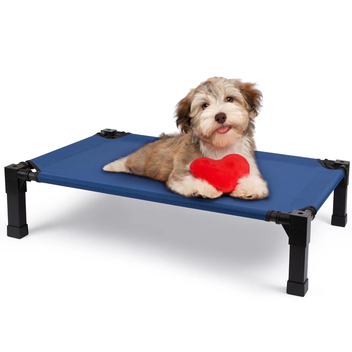 Cooling Raised Pet Cot with Chew Proof Washable Breathable Mesh and Metal Frame, Portable Dog Cot Bed